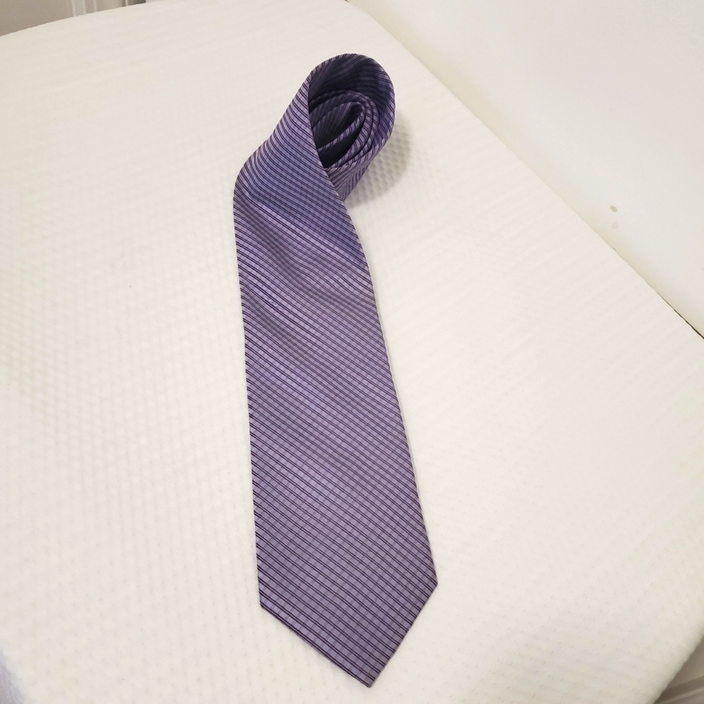 Conwell Men's Blue Checkered Print 100% Silk Tie, Classic, Business Casual